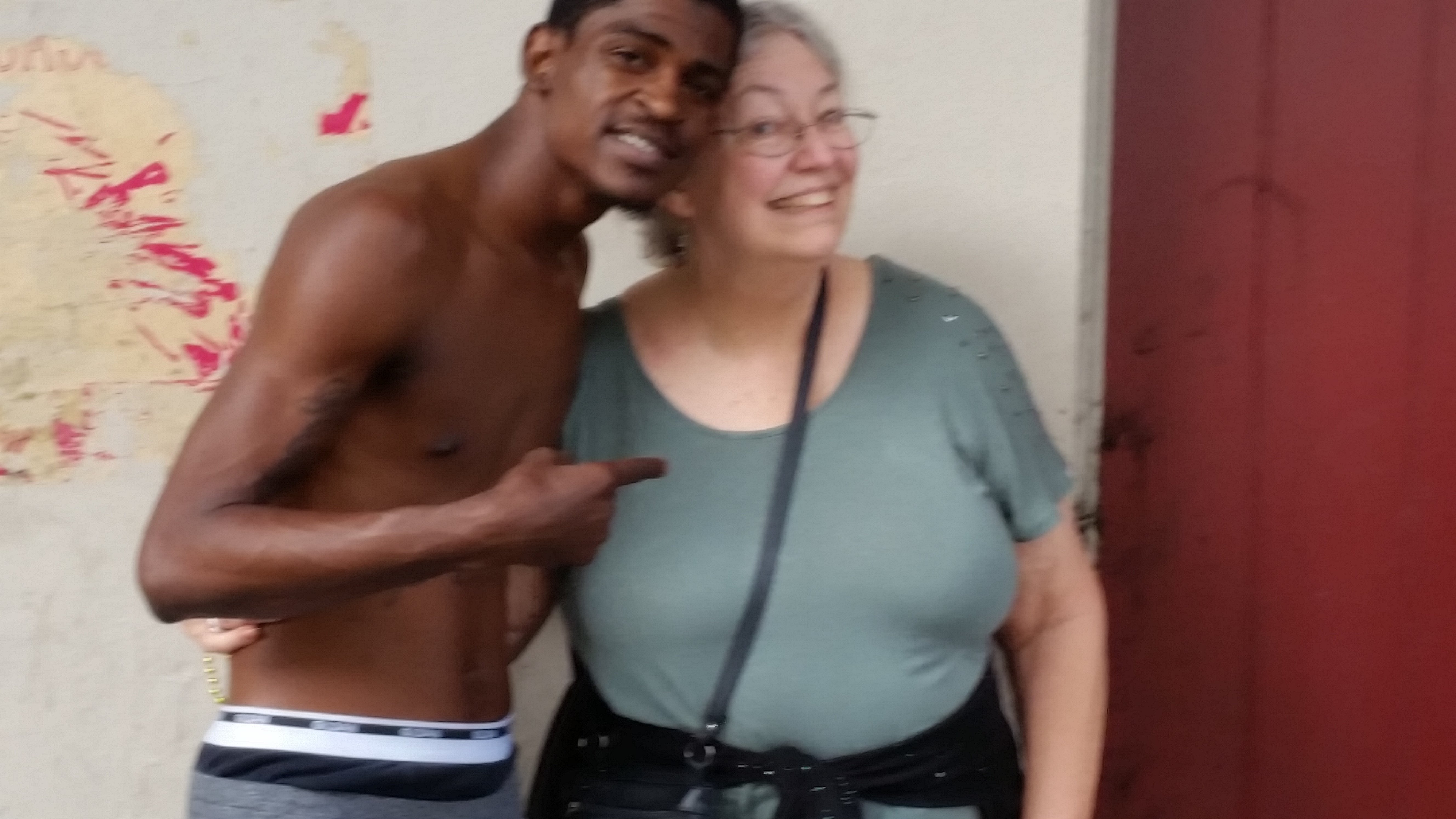 Researcher Julie Coates and young man in New Orleans
