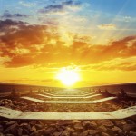 fantastic sunset over railroad